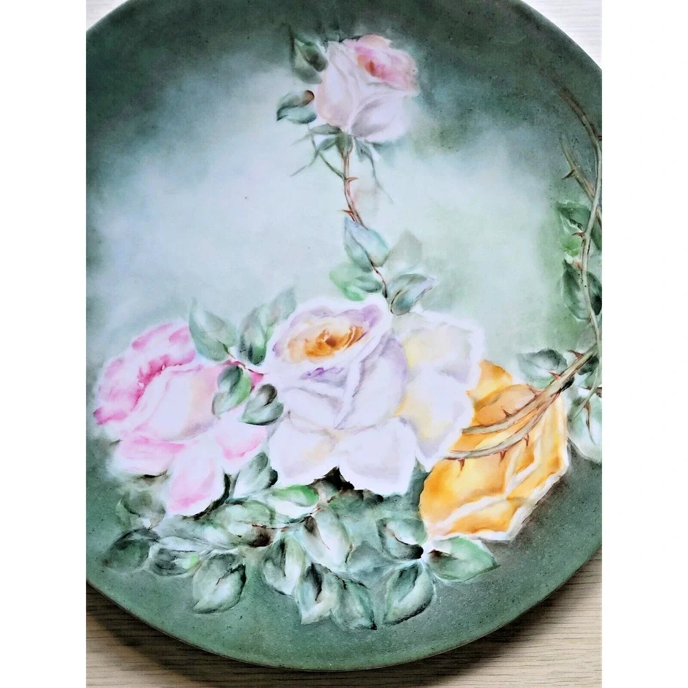 French Hand Painted Porcelain Plate Roses Floral Signed J.P. Limoges Style 9